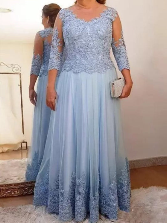 Vestidos de madre de la novia de tul corte A/princesa con apliques
