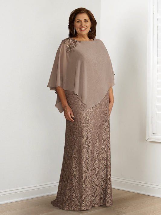 Vestidos de madre de la novia de corte A/princesa con apliques y capas