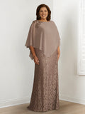 Vestidos de madre de la novia de corte A/princesa con apliques y capas