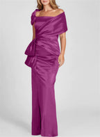 Vestidos para madre de la novia con corte tubo/columna, hombros descubiertos y largo hasta el suelo