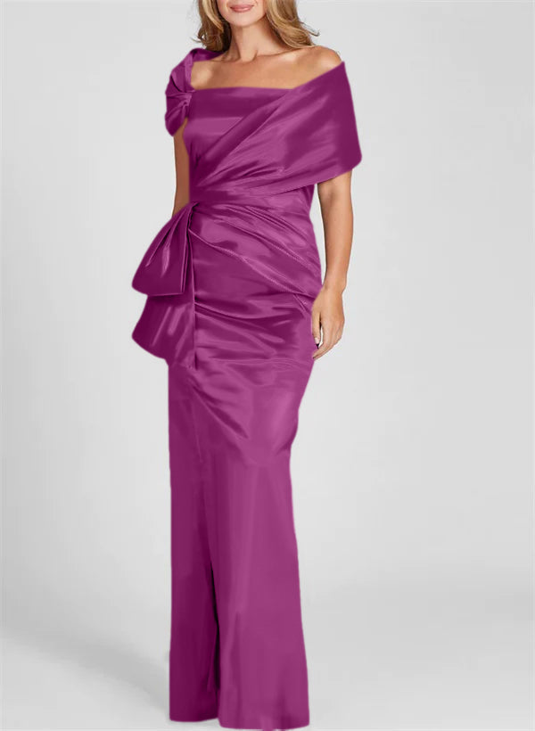 Vestidos para madre de la novia con corte tubo/columna, hombros descubiertos y largo hasta el suelo