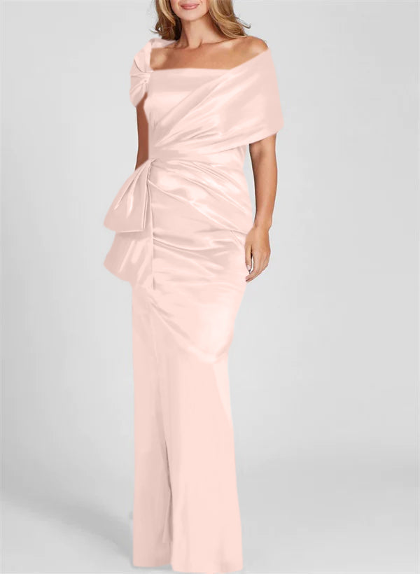 Vestidos para madre de la novia con corte tubo/columna, hombros descubiertos y largo hasta el suelo