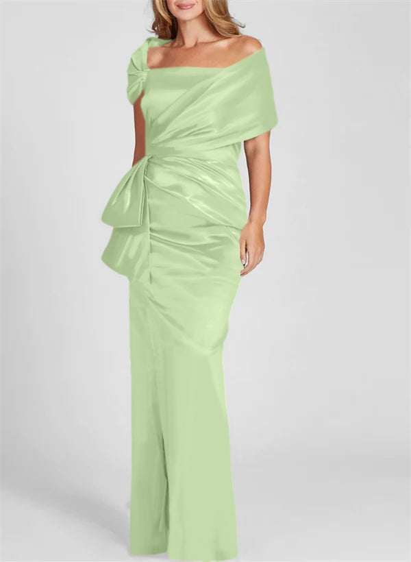 Vestidos para madre de la novia con corte tubo/columna, hombros descubiertos y largo hasta el suelo