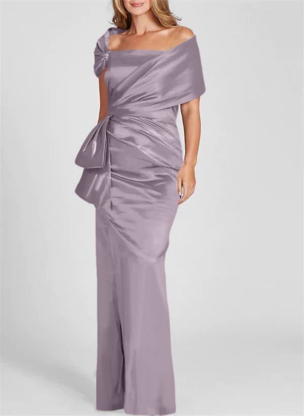 Vestidos para madre de la novia con corte tubo/columna, hombros descubiertos y largo hasta el suelo