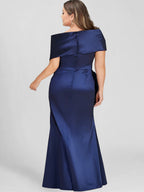 Vestidos para madre de la novia con corte tubo/columna, hombros descubiertos y largo hasta el suelo