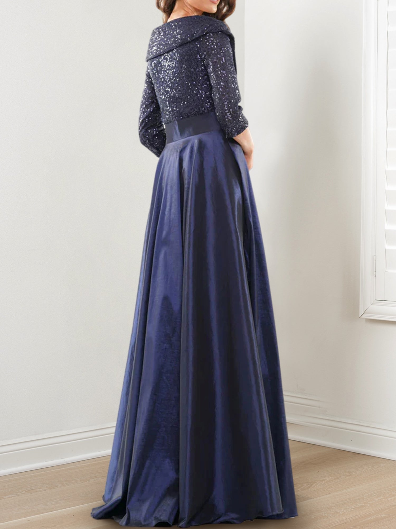 Vestidos de madre de la novia de corte A/princesa, escote en V y largo hasta el suelo