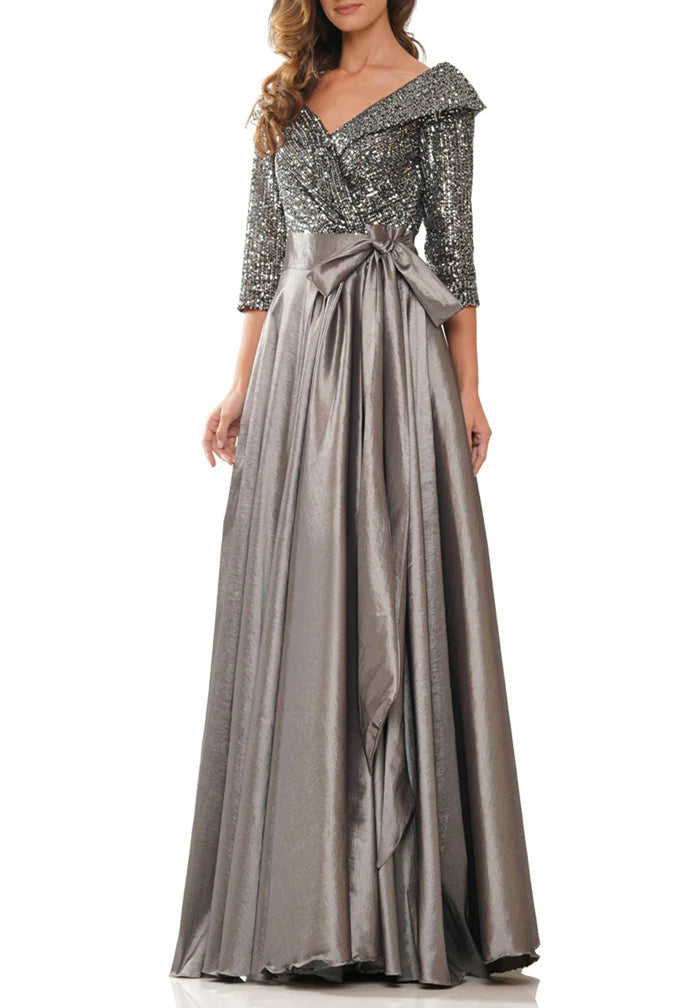 Vestidos de madre de la novia de corte A/princesa, escote en V y largo hasta el suelo