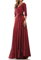 Vestidos de madre de la novia de corte A/princesa, escote en V y largo hasta el suelo