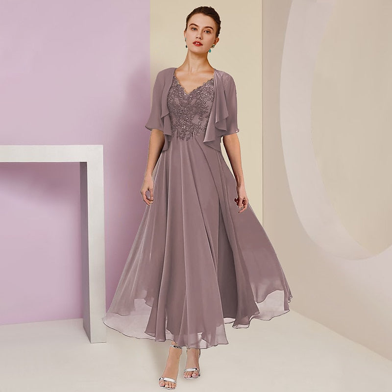 Vestidos de chaqueta de manga corta con corte princesa/A, vestidos para madre de la novia