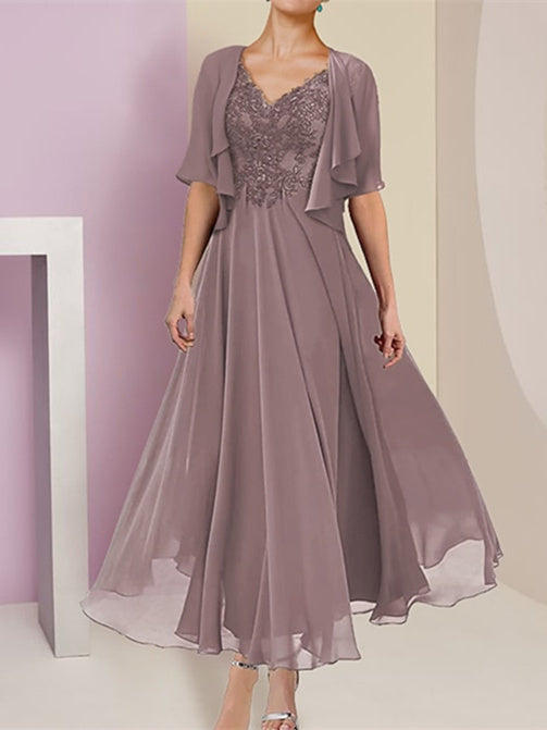 Vestidos de chaqueta de manga corta con corte princesa/A, vestidos para madre de la novia