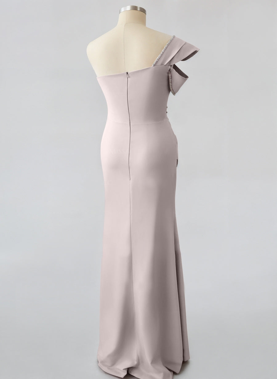 Vestidos de madre de la novia de corte sirena/trompeta, un hombro, sin mangas, hasta el suelo