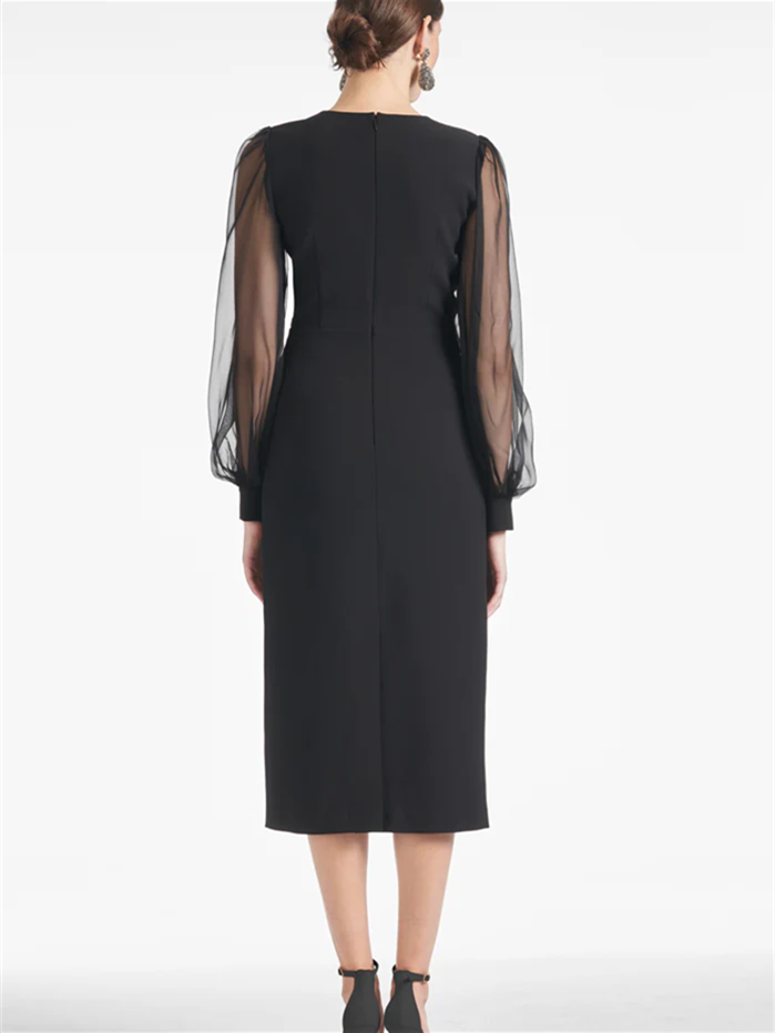 Vestidos para madre de la novia con escote en V, largo hasta la rodilla y corte tubo/columna