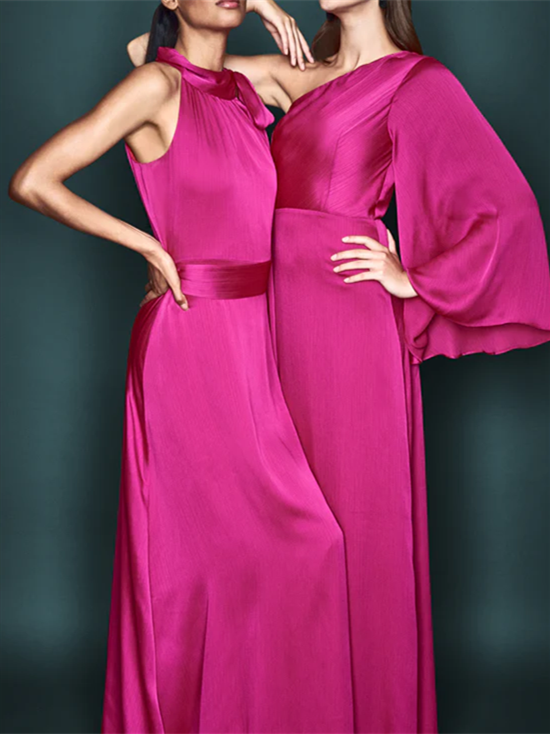 Vestidos para madre de la novia con corte tubo/columna, un hombro al aire y largo hasta el suelo