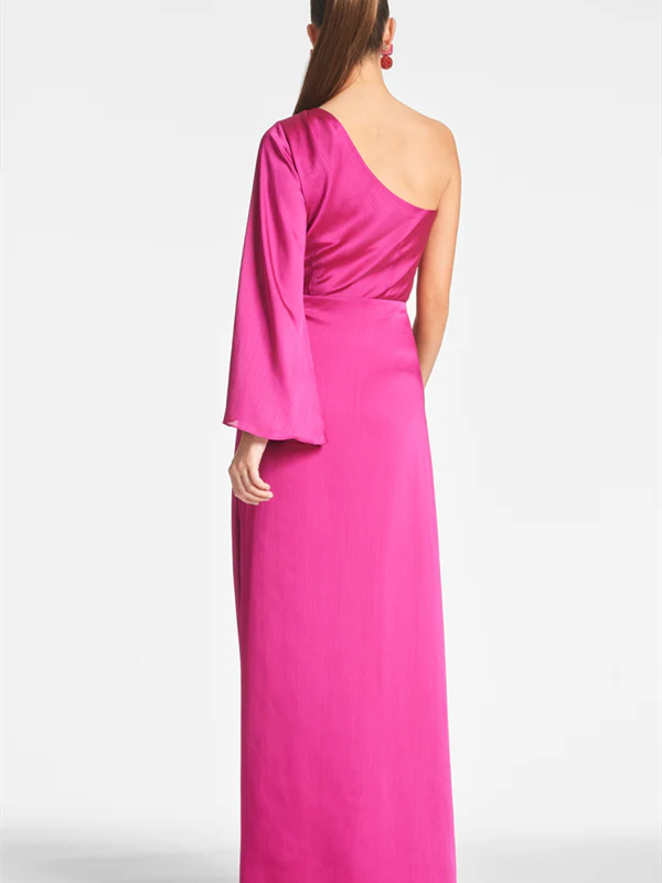 Vestidos para madre de la novia con corte tubo/columna, un hombro al aire y largo hasta el suelo