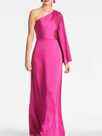 Vestidos para madre de la novia con corte tubo/columna, un hombro al aire y largo hasta el suelo
