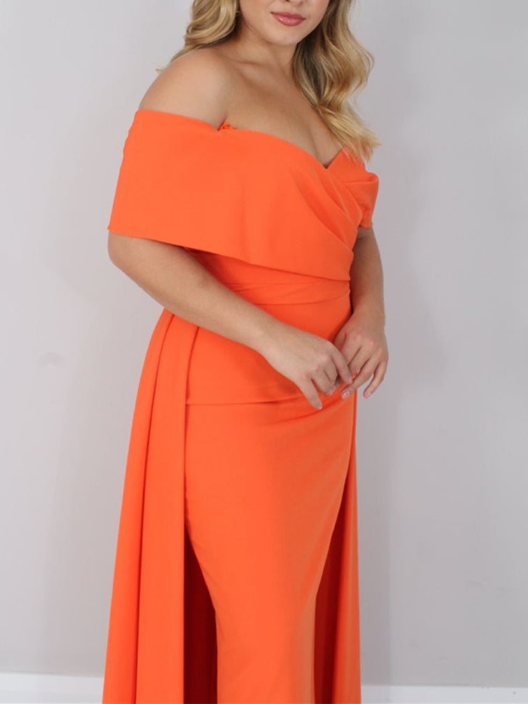 Vestidos de madre de la novia de corte A/princesa, hombros descubiertos y largo hasta los tobillos