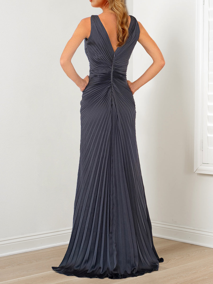 Vestidos de madre de la novia de corte A/princesa, escote en V y largo hasta el suelo