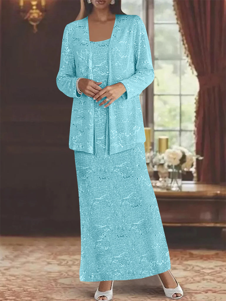 Chiffon-Kleider für die Brautmutter mit Pailletten und Jacke 