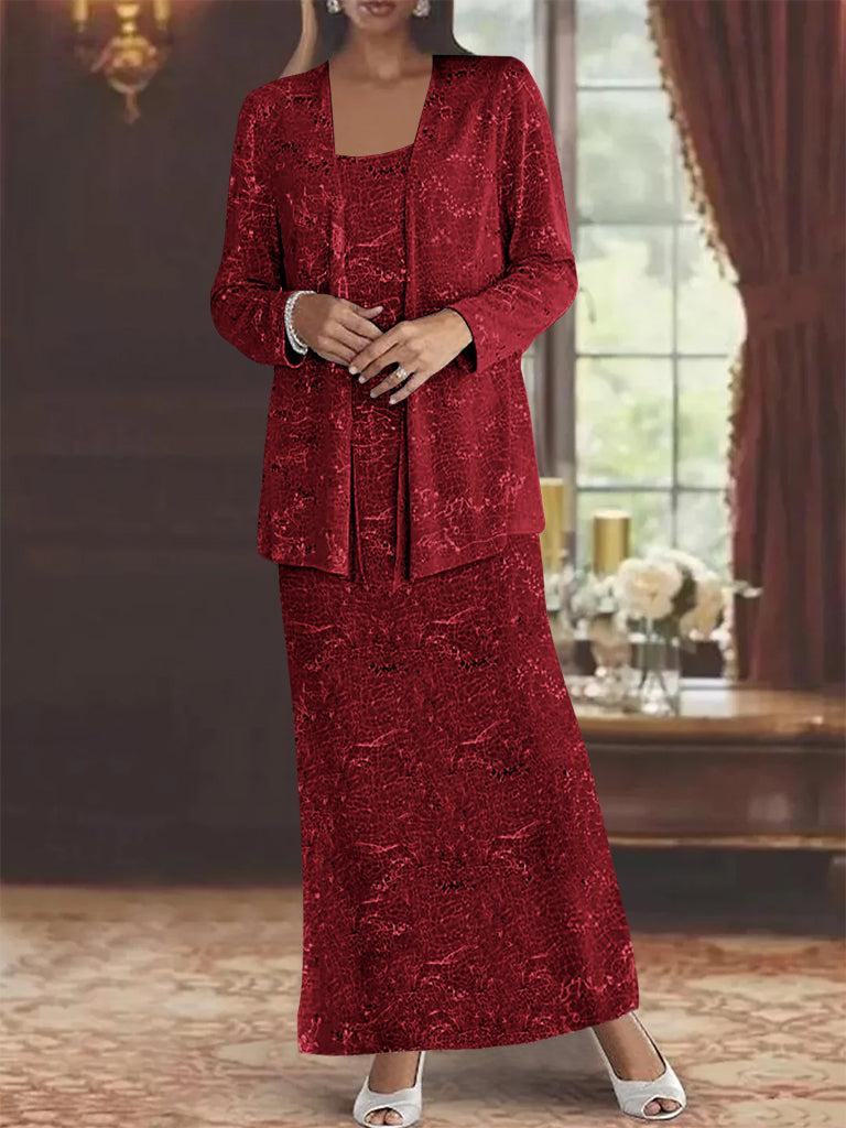 Chiffon-Kleider für die Brautmutter mit Pailletten und Jacke 