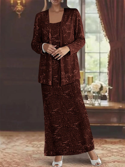 Chiffon-Kleider für die Brautmutter mit Pailletten und Jacke 