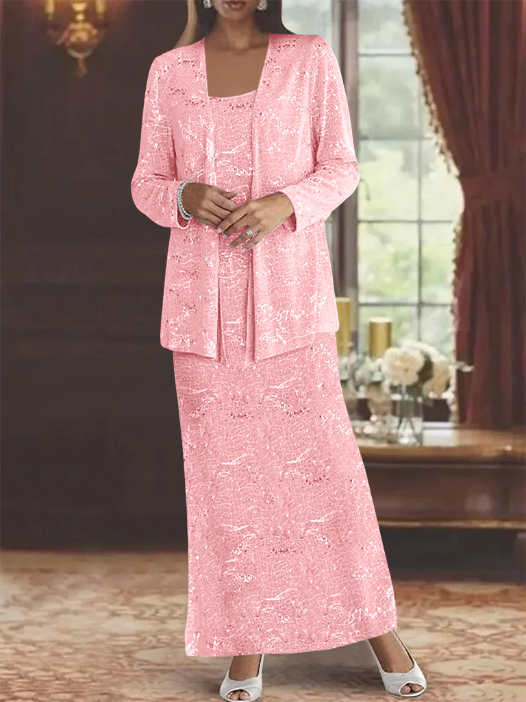 Vestidos de gasa para madre de la novia con lentejuelas y chaqueta
