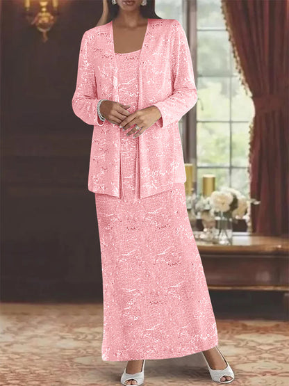Chiffon-Kleider für die Brautmutter mit Pailletten und Jacke 