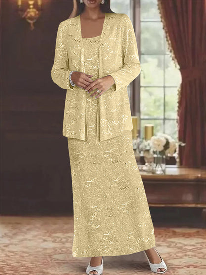 Chiffon-Kleider für die Brautmutter mit Pailletten und Jacke 