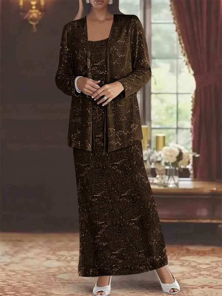 Chiffon-Kleider für die Brautmutter mit Pailletten und Jacke 