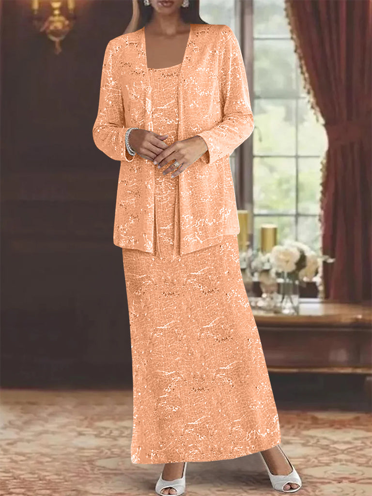 Vestidos de gasa para madre de la novia con lentejuelas y chaqueta