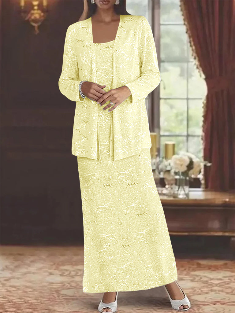 Vestidos de gasa para madre de la novia con lentejuelas y chaqueta