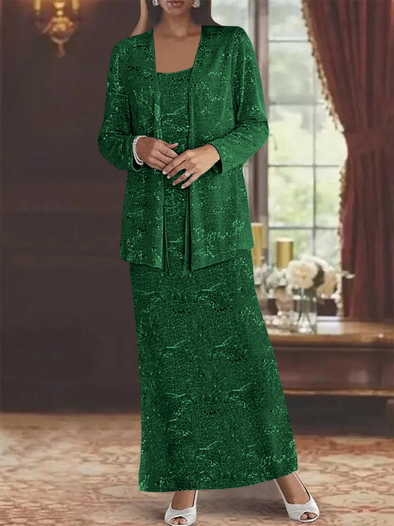Vestidos de gasa para madre de la novia con lentejuelas y chaqueta