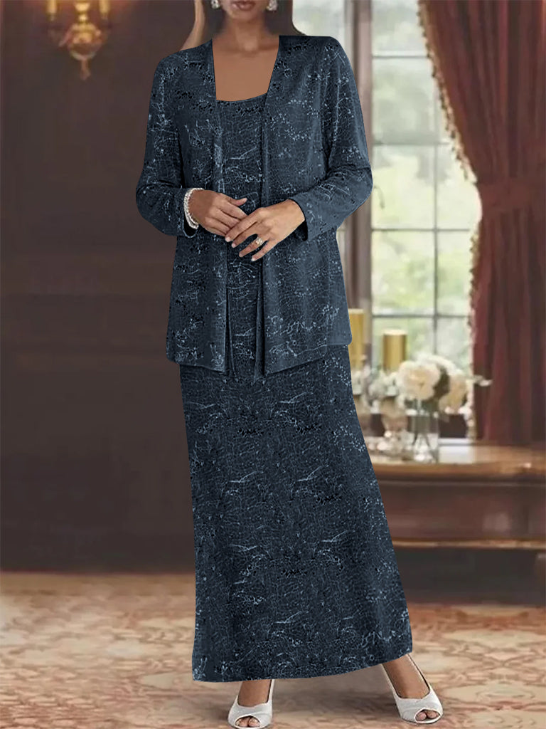 Chiffon-Kleider für die Brautmutter mit Pailletten und Jacke 