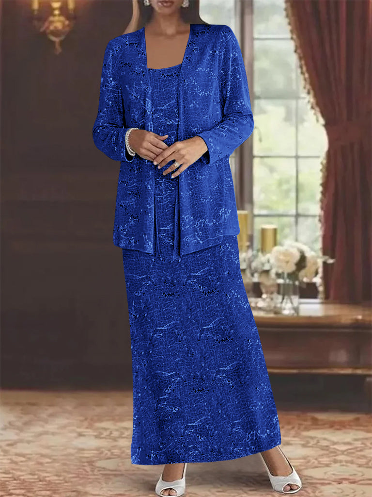 Vestidos de gasa para madre de la novia con lentejuelas y chaqueta