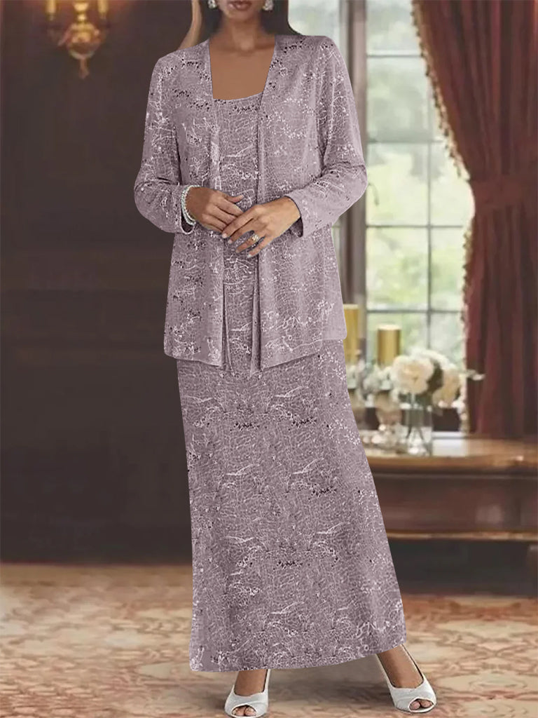 Vestidos de gasa para madre de la novia con lentejuelas y chaqueta