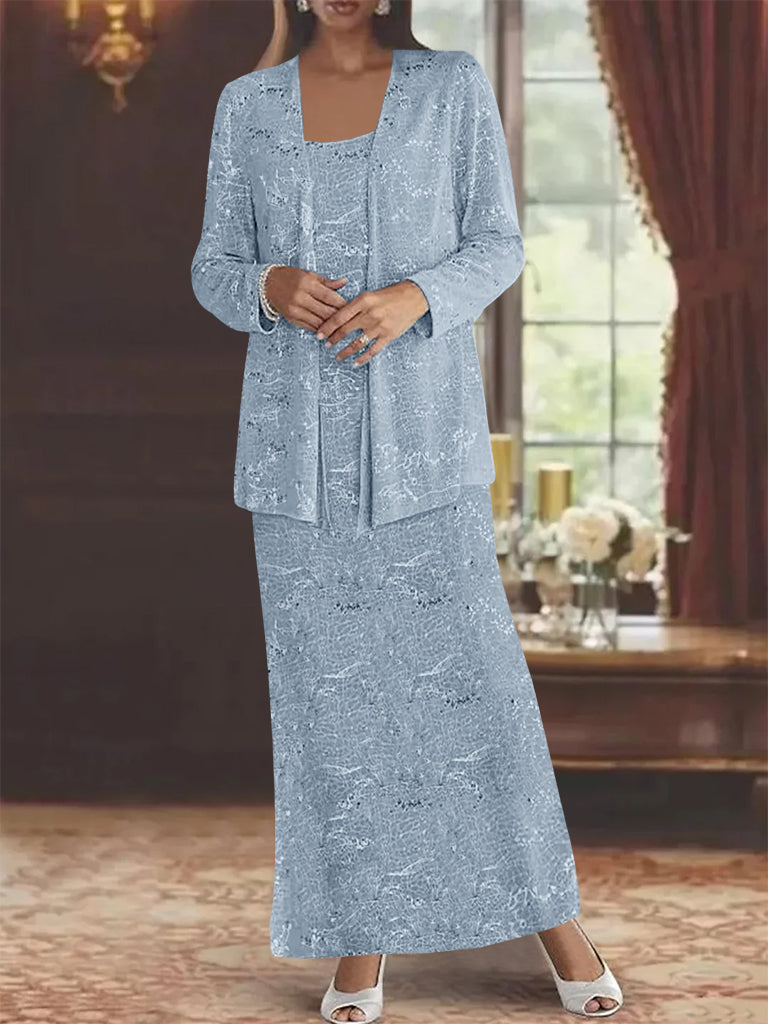 Vestidos de gasa para madre de la novia con lentejuelas y chaqueta