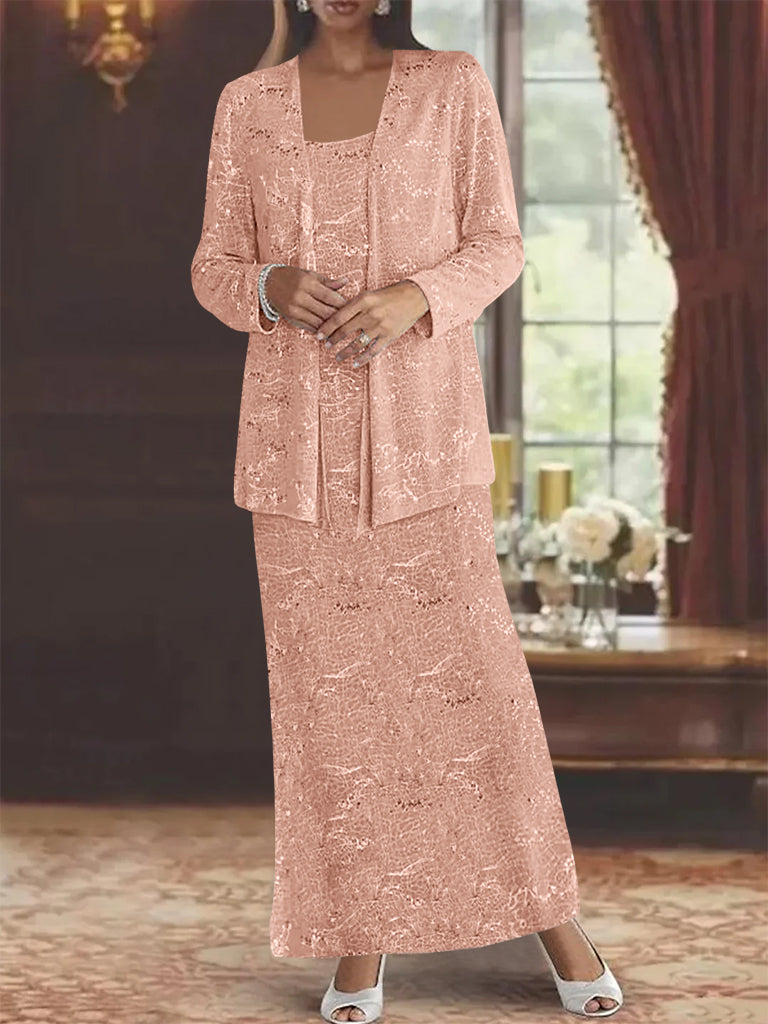 Chiffon-Kleider für die Brautmutter mit Pailletten und Jacke 