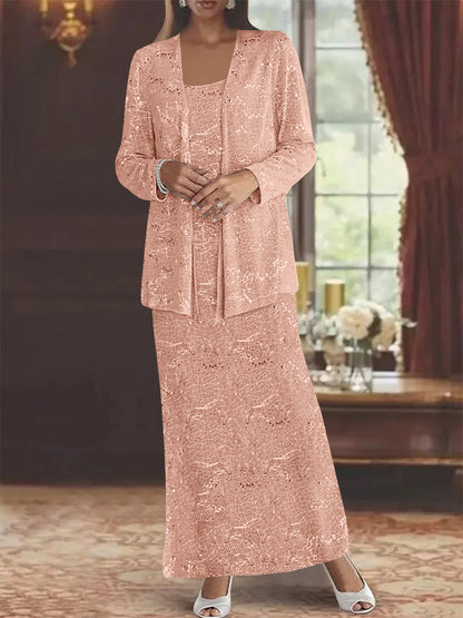 Chiffon-Kleider für die Brautmutter mit Pailletten und Jacke 