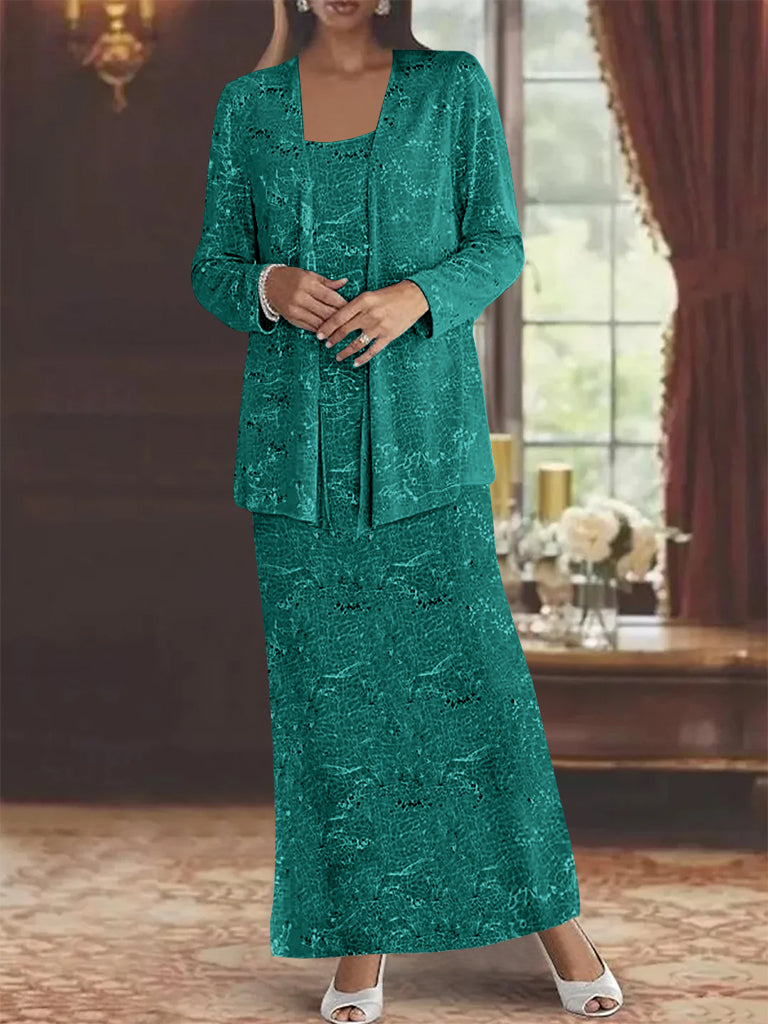 Vestidos de gasa para madre de la novia con lentejuelas y chaqueta