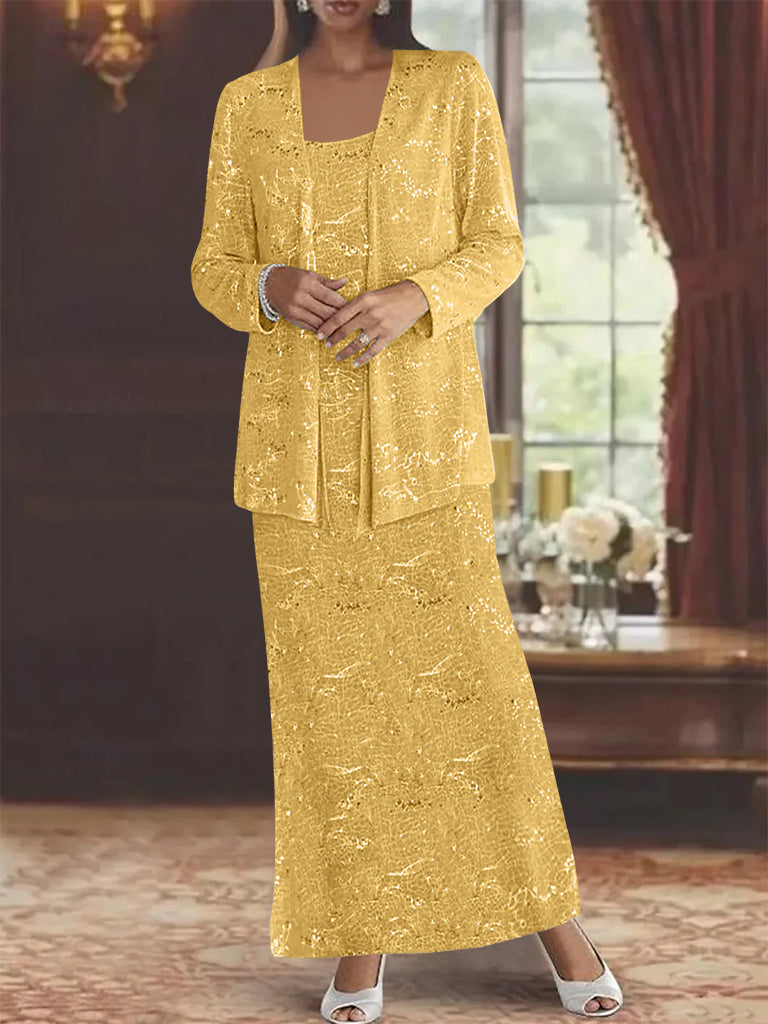 Vestidos de gasa para madre de la novia con lentejuelas y chaqueta