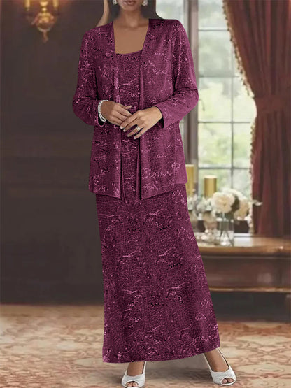 Chiffon-Kleider für die Brautmutter mit Pailletten und Jacke 