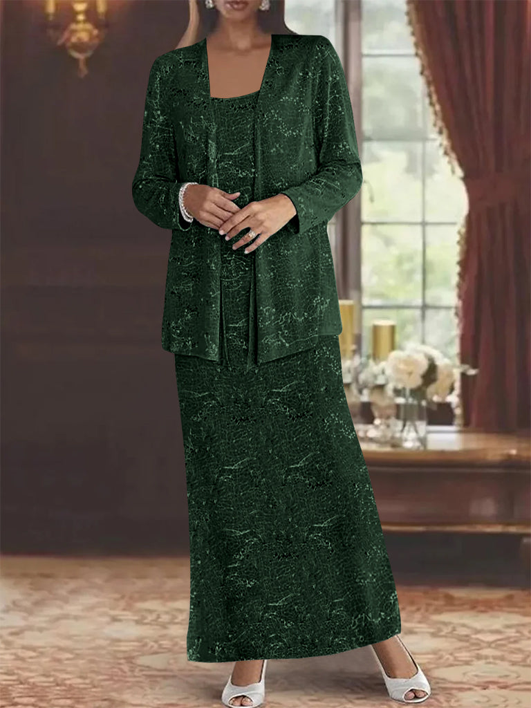 Vestidos de gasa para madre de la novia con lentejuelas y chaqueta