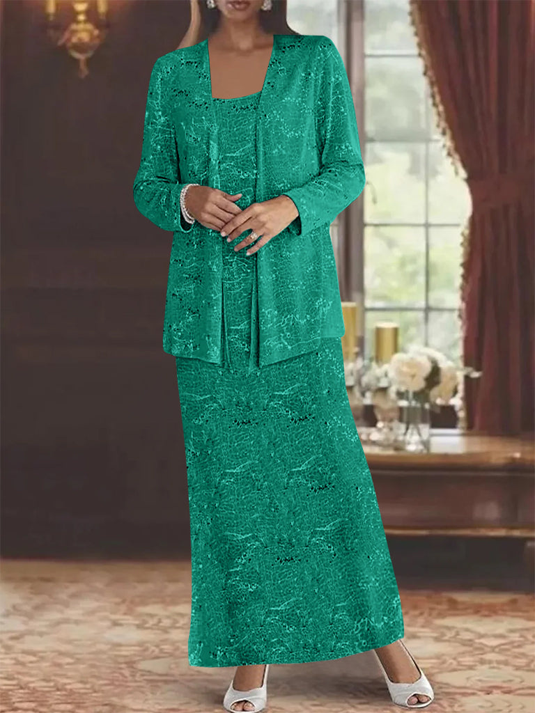 Vestidos de gasa para madre de la novia con lentejuelas y chaqueta