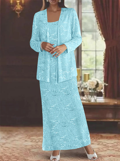 Chiffon-Kleider für die Brautmutter mit Pailletten und Jacke 