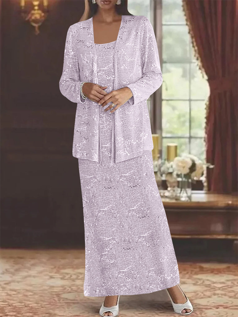 Vestidos de gasa para madre de la novia con lentejuelas y chaqueta