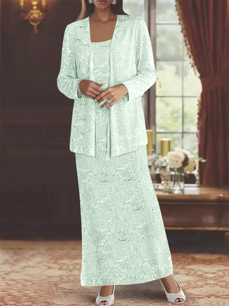 Vestidos de gasa para madre de la novia con lentejuelas y chaqueta