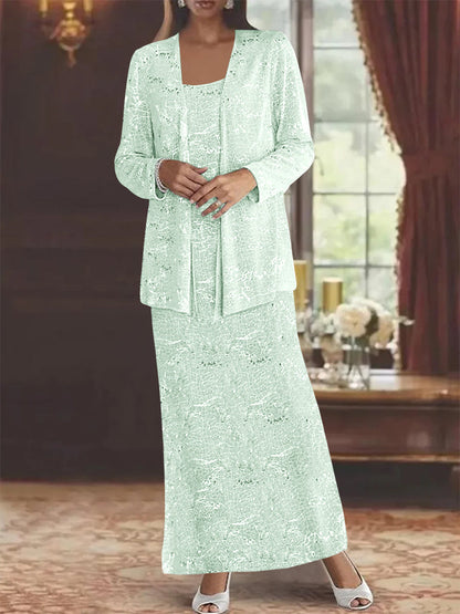 Chiffon-Kleider für die Brautmutter mit Pailletten und Jacke 