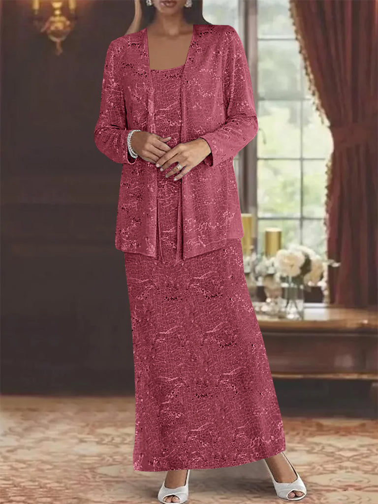 Vestidos de gasa para madre de la novia con lentejuelas y chaqueta