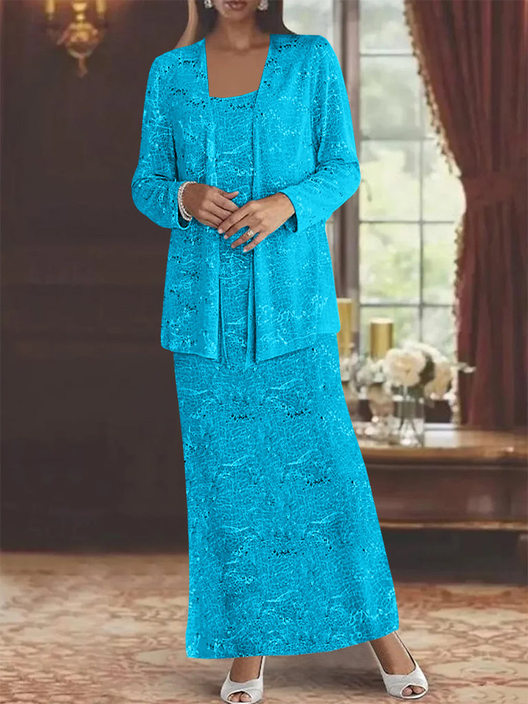 Vestidos de gasa para madre de la novia con lentejuelas y chaqueta
