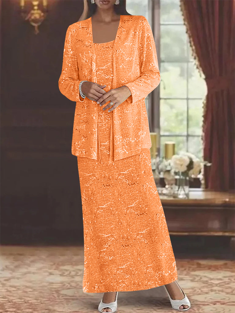 Chiffon-Kleider für die Brautmutter mit Pailletten und Jacke 