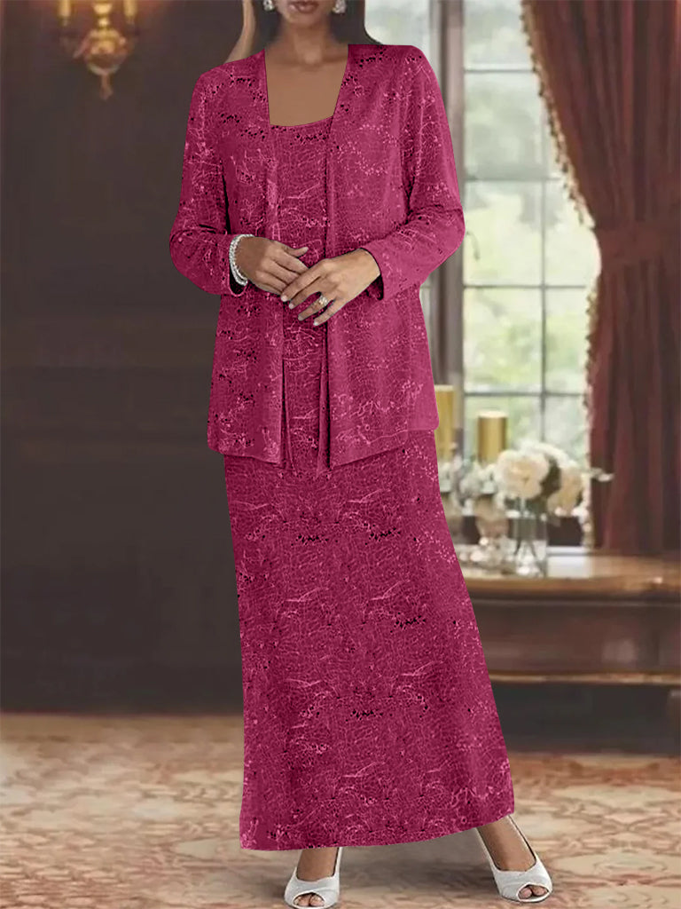 Vestidos de gasa para madre de la novia con lentejuelas y chaqueta